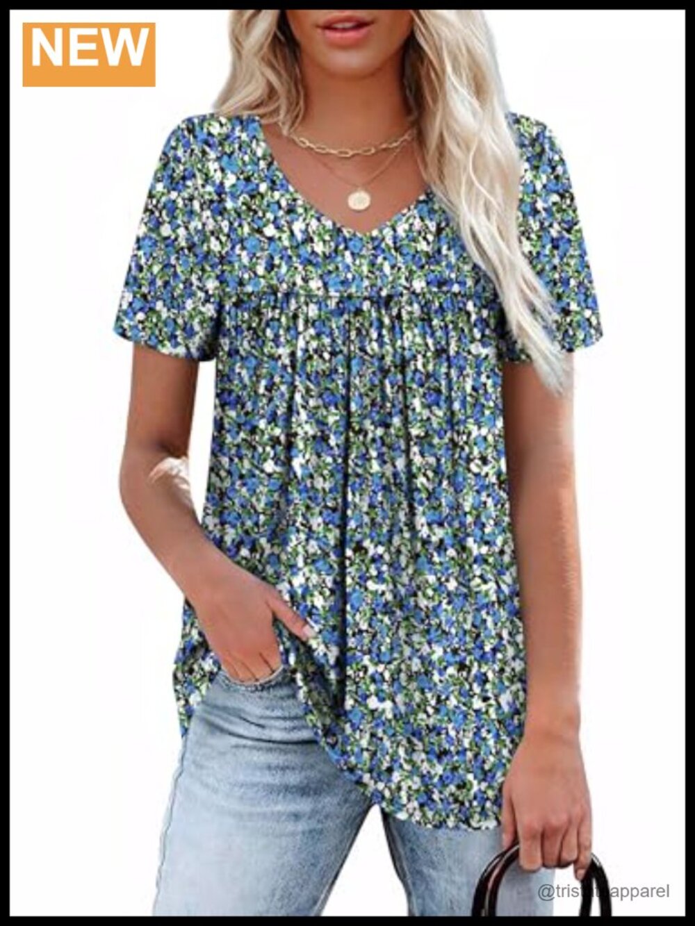 Womens Pleated V Neck Short Sleeve T Shirt Casual Summer Blouse Top